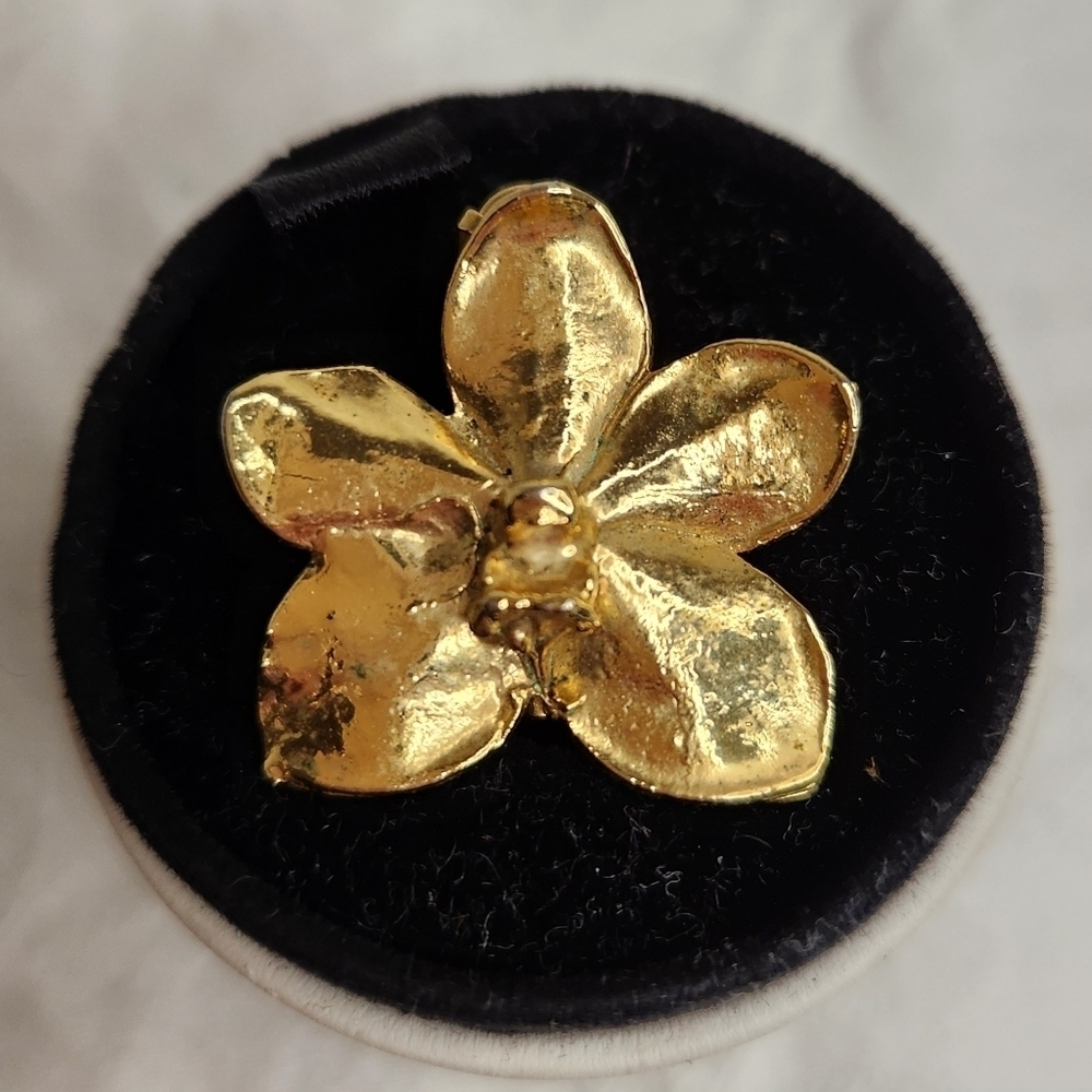 22K Gold Dipped Orchid Brooch Pendant